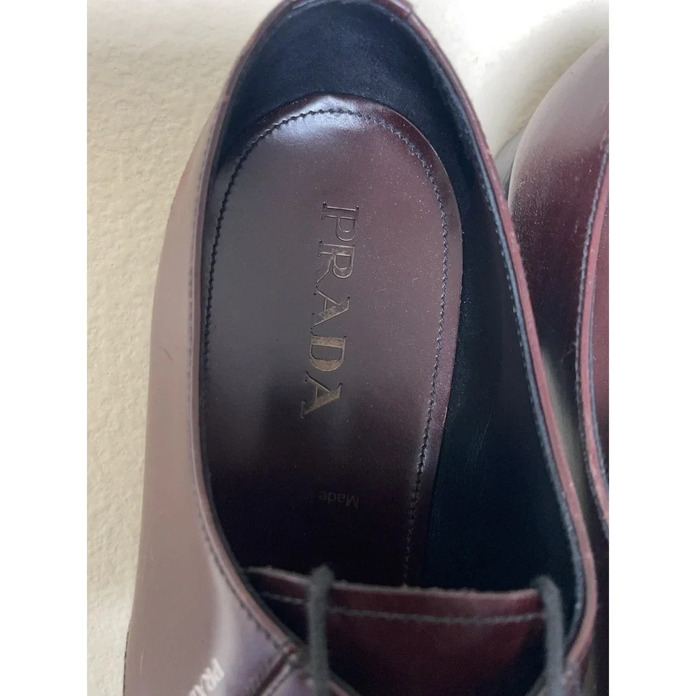 Prada Milano Vintage Lace Dress Shoes Burgundy Oxblood Men's Size 12 Preowned